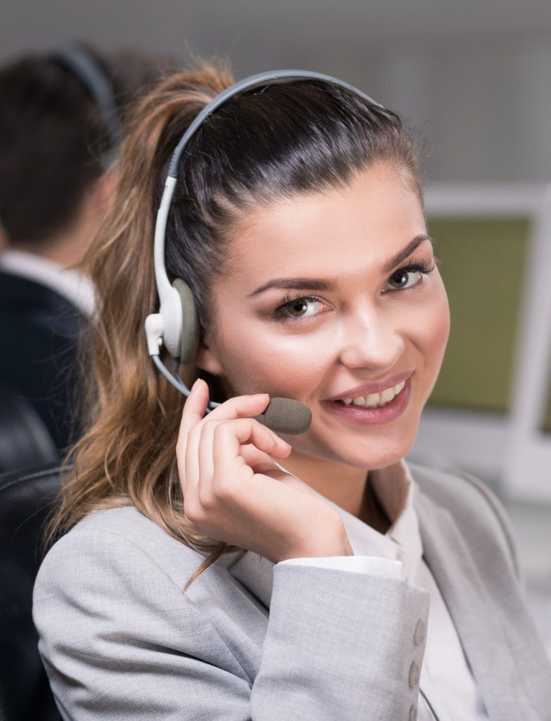 Consultant talking through headset
